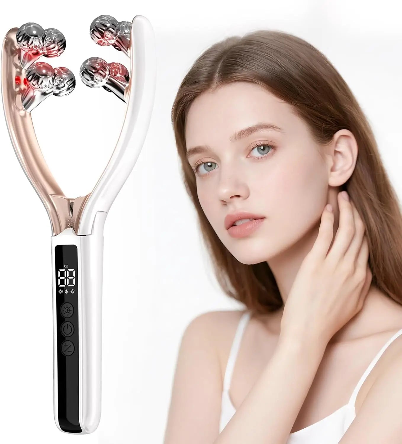 RF EMS Micro Current LED Color Lighte Roller Face Slimming Artifact V Face Beauty Firming Lifting Face Facial Massage Instrument