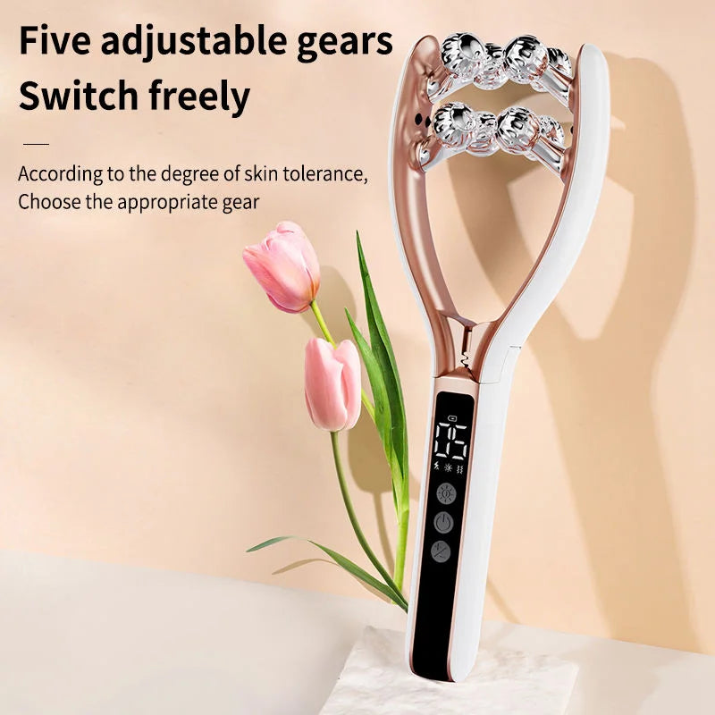 RF EMS Micro Current LED Color Lighte Roller Face Slimming Artifact V Face Beauty Firming Lifting Face Facial Massage Instrument