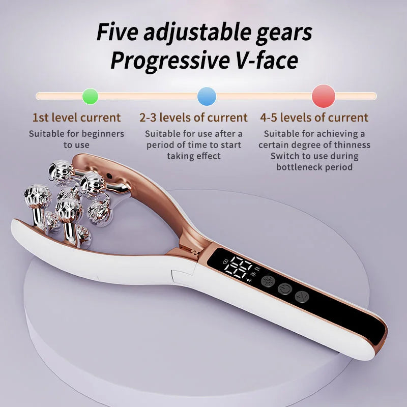 RF EMS Micro Current LED Color Lighte Roller Face Slimming Artifact V Face Beauty Firming Lifting Face Facial Massage Instrument